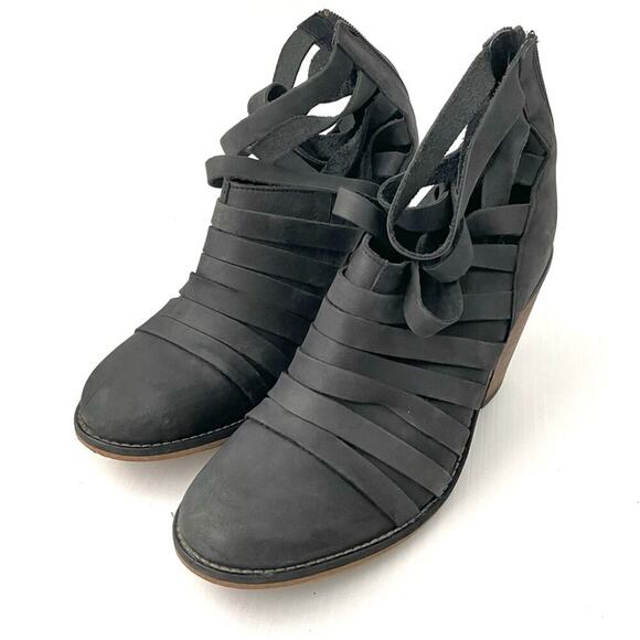 Free People hybrid strappy distressed booties dark grey size 38/8us - Picture 2 of 13